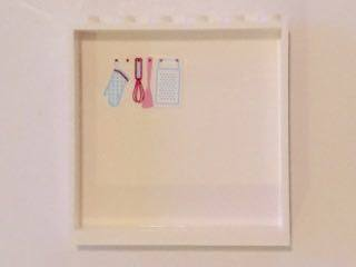 Lego Panel 1 x 6 x 5 with Four Hanging Kitchen Utensils on White Background on Inside Pattern (Sticker) - Set 41119 / White