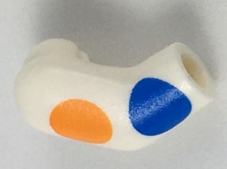 Lego Arm, Right with Large Orange and Blue Polka Dots Pattern / White