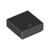 Lego Tile 1 x 1 with Silver '.' Print / Black