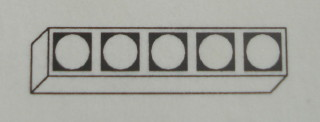 Lego Modulex Tile 1 x 5 with Black Square, Circle Cutout Print, without Internal Supports