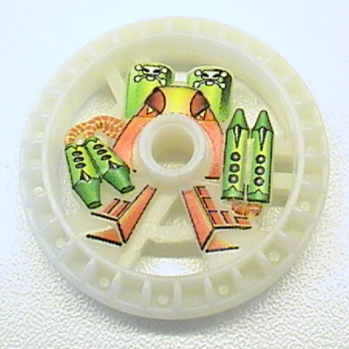 Lego Technic Disc 5 x 5 Notched, Toxic Print / Glow In Dark Opaque