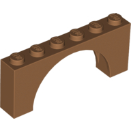 Lego Brick Arch 1 x 6 x 2 - Thin Top without Reinforced Underside [New Version] / Medium Nougat