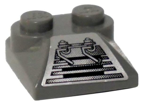 Lego Slope, Curved 2 x 2 x 2/3 with 2 Studs and Curved Sides with Grille & Mechanics Pattern Model Left (Sticker) - Set 8132