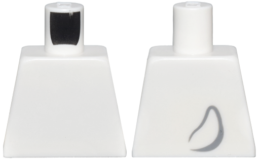 Lego Torso with Dark Bluish Gray Dog Tail Outline on Back Pattern / White