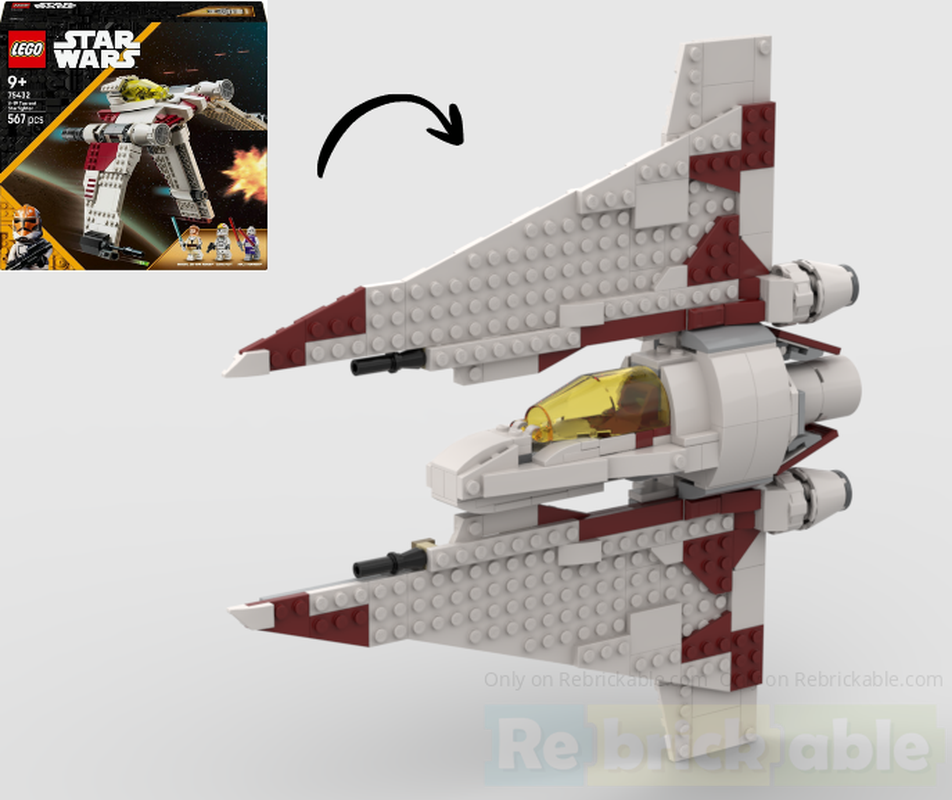 Lego 75432 Mandalorian Fang Fighter and stand