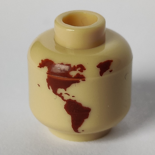 Lego Minifig Head (No Face), Reddish Brown World Map Missing Japan, Hawaii Print