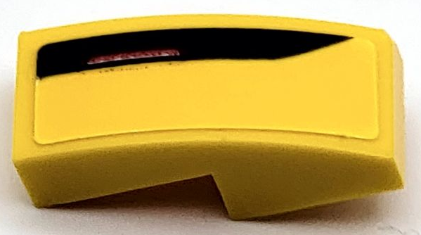 Lego Slope, Curved 2 x 1 x 2/3 with Black Stripe and Red Taillight Pattern Model Left Side (Sticker) - Set 75893 / Yellow