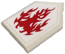 Lego Tile, Modified 2 x 3 Pentagonal with Red Flames Pattern (Sticker) - Set 70679