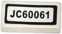 Lego Tile 1 x 2 with 'JC60061' Pattern (Sticker) - Set 60061 / White