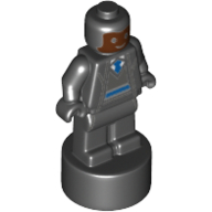 Lego Minifig Trophy Statuette, Ravenclaw Student, Black Hair, Reddish Brown Face Print / Black