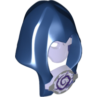 Lego Hood and Mask, Trans Purple, Silver Medallion with Swirl Print / Trans-Purple
