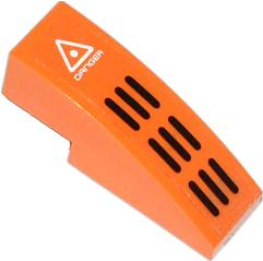 Lego Slope, Curved 3 x 1 with 'DANGER' and Grille Pattern (Sticker) - Set 70705 / Orange