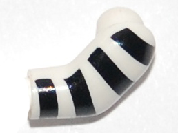 Lego Arm, Left with 4 Black Stripes Pattern / White