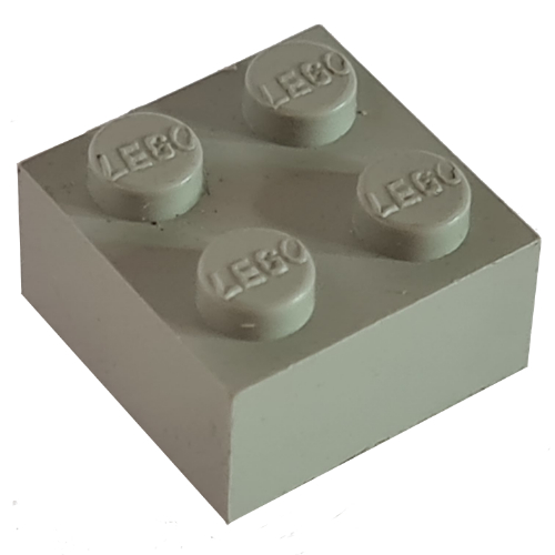 Lego Modulex Brick 2 x 2 with LEGO on Studs / Modulex Light Gray