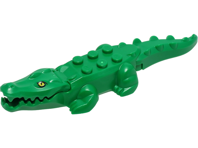 Lego Alligator / Crocodile with 20 Teeth with Yellow Eyes without White Glints Pattern with Light Bluish Gray Technic, Pin 1/2