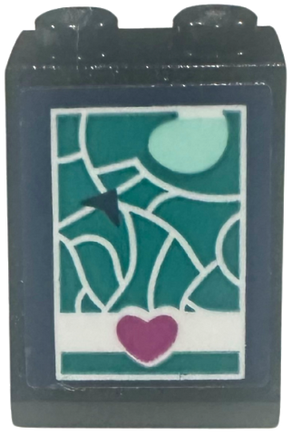 Lego Slope 65 2 x 2 x 2 with Bottom Tube with Dark Turquoise GPS Map and Magenta Heart Pattern (Sticker) - Set 41681