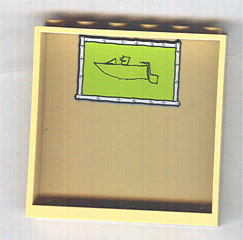 Lego Panel 1 x 6 x 5 with Lime Boating Picture Pattern (Sticker) - Set 4982 / Tan