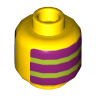 Lego Minifig Head Mr Dinkles Body, 3 Magenta Stripes and 2 Lime Stripes Print / Yellow