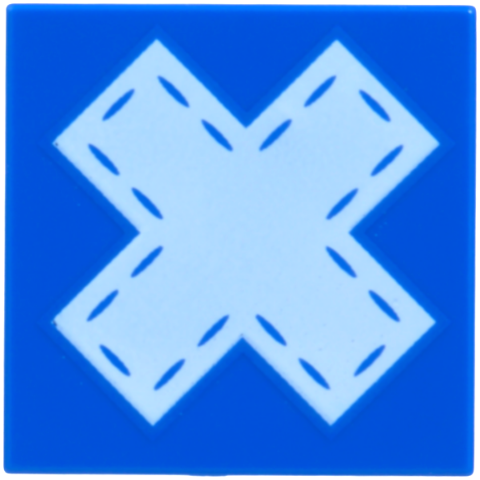 Lego Tile 2 x 2 with White X with Stitching Pattern