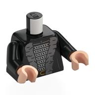 Lego Torso, Robe, Thick Dark Bluish Grey Fur Trim, Silver Chainmail, Belt Print, Black Arms, Light Nougat Hands / Black