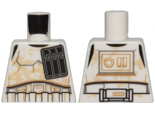 Lego Torso SW Armor Stormtrooper, Wide Black Ammo Pouch and Tan Dirt Stains Pattern / White