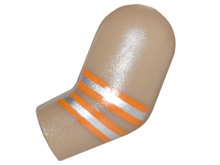 Lego Arm, Left with Ghostbusters Orange and Silver Stripes Pattern / Dark Tan