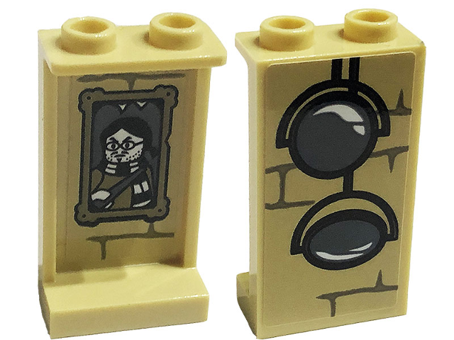 Lego Panel 1 x 2 x 3 with Side Supports - Hollow Studs with Bricks and Mirrors on Outside and Portrait on Inside Pattern (Sticker) - Set 76397