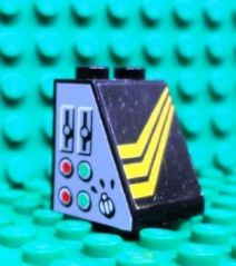 Lego Slope 65 2 x 2 x 2 without Bottom Tube with Gauges and Diagonal Yellow Stripes Pattern Model Left Side (Stickers) - Set 8425
