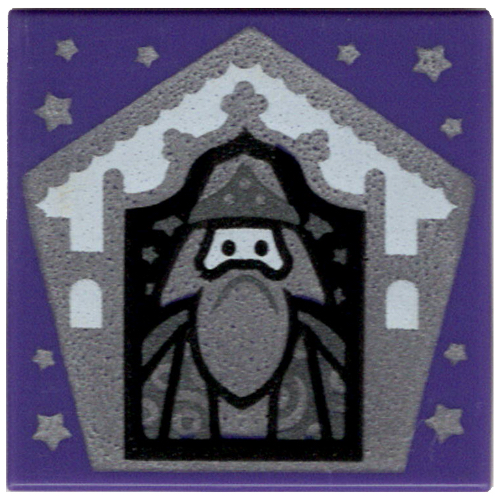 Lego Tile 2 x 2 with Wizard Card Albus Dumbledore - Silver Print