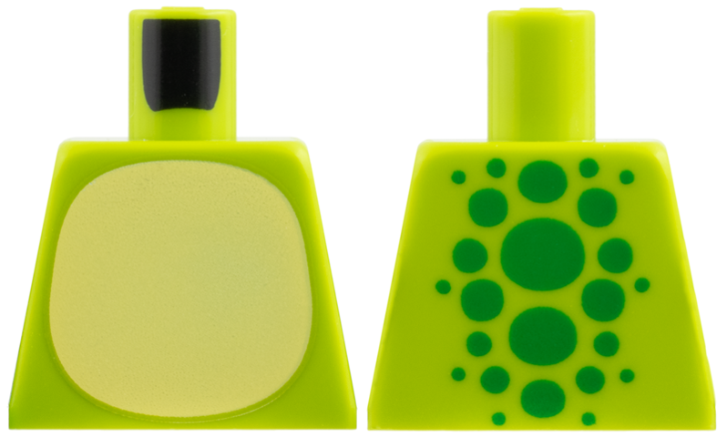 Lego Torso Bright Light Yellow Belly, Green Spots on Back Pattern / Lime