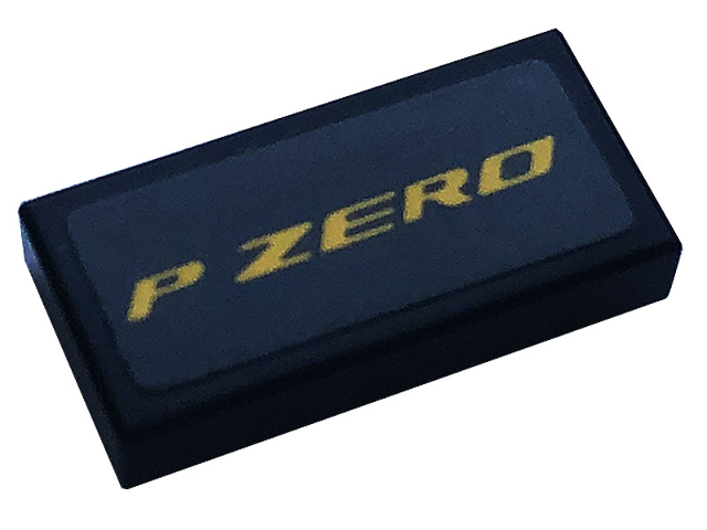 Lego Tile 1 x 2 with Yellow 'P ZERO' Pattern (Sticker) - Set 76899