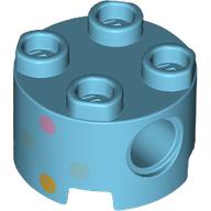 Lego Brick Round 2 x 2, Pin Holes with Multi-Colored Dots Print
