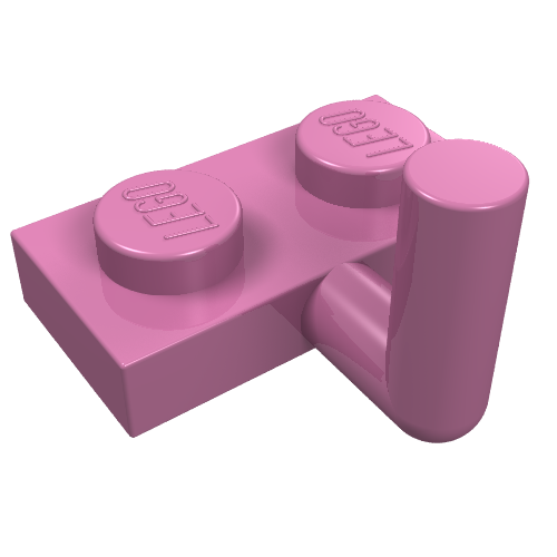 Lego Plate Special 1 x 2 with Bar Up [Horizontal Arm 6mm] / Dark Pink