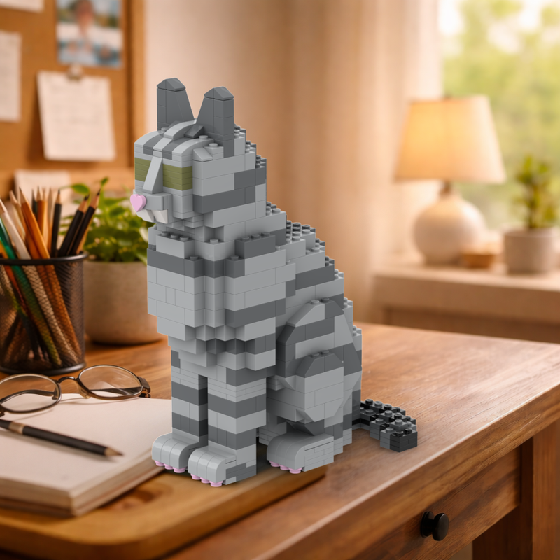 Lego Silver Tabby Cat (Gray Tabby)