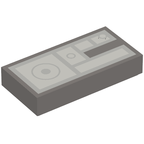 Lego Tile 1 x 2 with Light Bluish Gray Rectangles