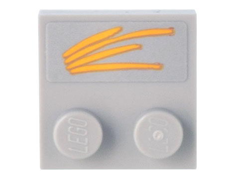 Lego Tile, Modified 2 x 2 with Studs on Edge with 4 Bright Light Orange Brushstrokes (100th Anniversary Logo) Pattern (Sticker) - Set 10299