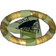 Lego Ring with Centre Triangle with Gold Bands and Manta Ray Print [Atlantis Key]