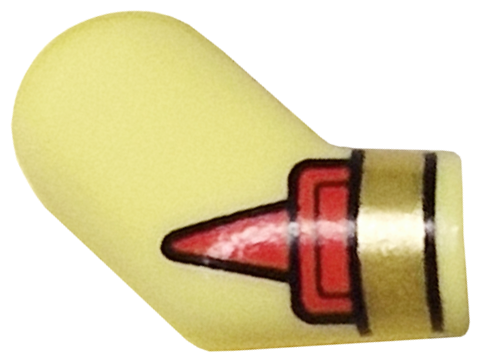Lego Arm, Right with Red Cuff and Gold Bracelet Pattern / Bright Light Yellow