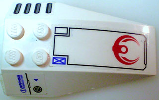 Lego Wedge 6 x 4 Triple Curved with Red Crescent Pattern (Stickers) - Set 7700