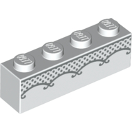 Lego Brick 1 x 4 with Dress Lace / White