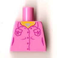 Lego Torso Female Shirt, Heart Necklace Pattern / Dark Pink