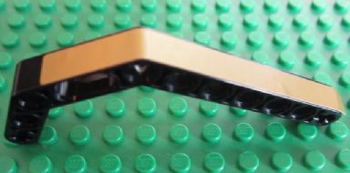 Lego Technic, Liftarm, Modified Bent Thick 1 x 11.5 Double with Gold Stripe Pattern (Sticker) - Set 8007
