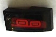 Lego Slope, Curved 2 x 1 x 2/3 with Red Taillights Pattern Model Right Side (Sticker) - Set 75873 / Black