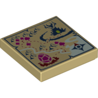 Lego Tile 2 x 2 with Map of Dragon Egg Location Print / Tan