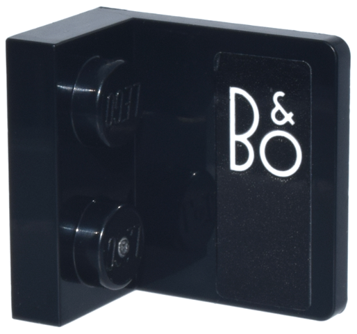 Lego Bracket 1 x 2 - 2 x 2 Inverted with White 'B&O' Logo Pattern Model Right Side (Sticker) - Set 77242