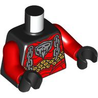 Lego Torso, Silver Chains, Red/Gold Armor, Skull print, Red Arms, Black Hands / Black