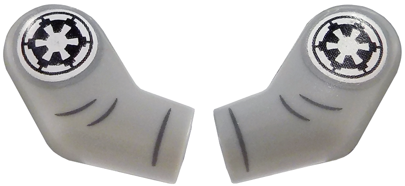 Lego Arm, (Matching Left and Right) Pair with SW Imperial Logos and Dark Bluish Gray Creases Pattern / Light Bluish Gray