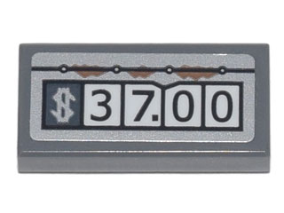 Lego Tile 1 x 2 with '$37.00' Gas Pump Reading, Rivets and Rust Pattern (Sticker) - Set 70840