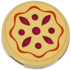 Lego Tile, Round 2 x 2 with Bottom Stud Holder with Fruit Pie Pattern (Sticker) - Set 41074