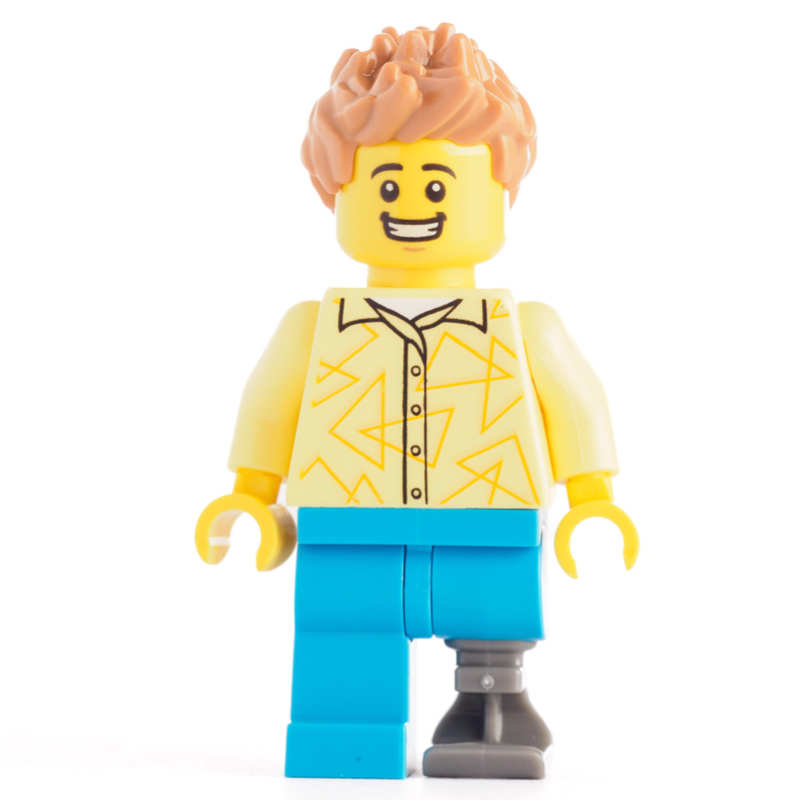 Lego Man, Bright Light Yellow Shirt, Prosthetic Leg